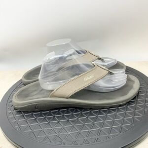 Olukai Ohana Sandals Men Size 13 Shoes Brown Faux Leather Thong Flip Flops